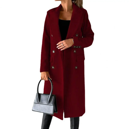 Women Woolen Winter Overcoat Warmth Elegant Streetwear by zapcart