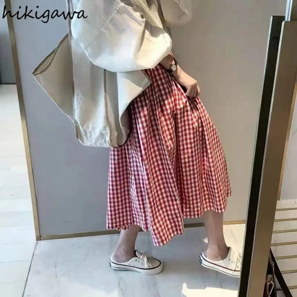 Plaid High Waist Swing Skirt For Women Vintage Chic by zapcart