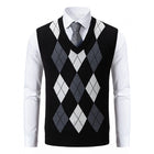 Mens Sleeveless Sweater Vest Plaid Knit Autumn ENWEIGECN by zapcart