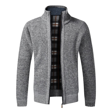 Mens Winter Cardigan Warm Fleece Zip Slim Fit Knit Jiangsu by zapcart