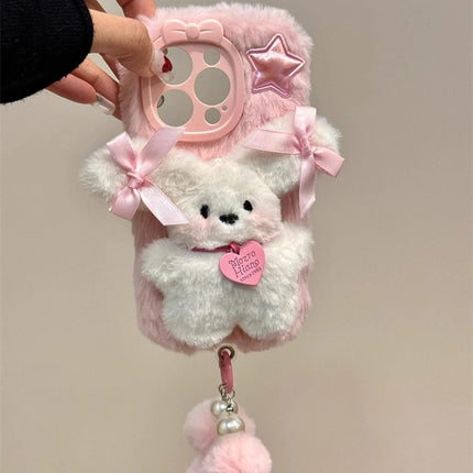 Choice Pink Plush 3D Doll Case With Chain For iPhone 11-16 by zapcart
