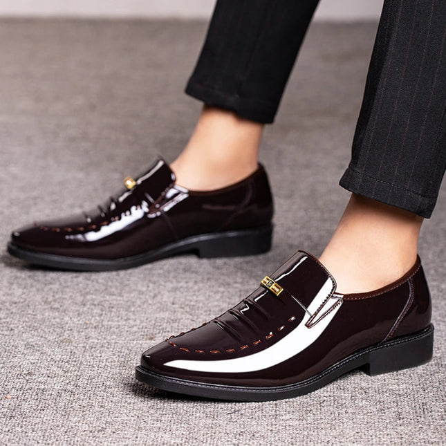 COZOK Patent Leather Men Dress Shoes Slip On For Office by zapcart