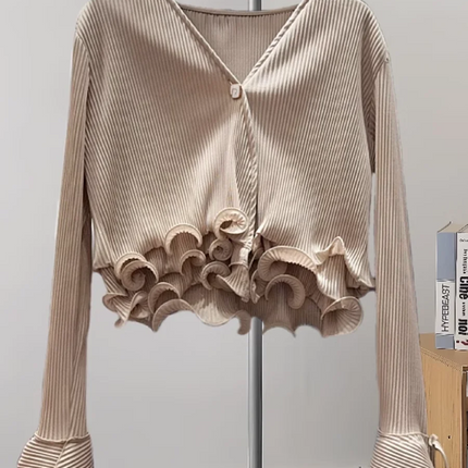 TWOTWINSTYLE Slimming Ruffles Blouse Women V Neck Top by zapcart
