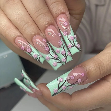 Extra Long Press On Nails Glue Included Bear Bow For Women by zapcart
