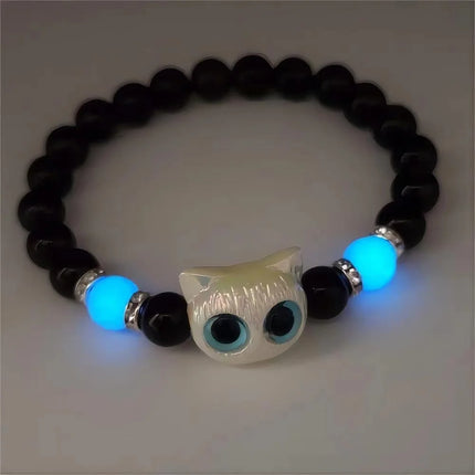 Couples Matching Glow In The Dark Cat Head Bracelets by zapcart