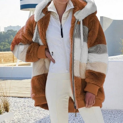 Oversized Womens Jacket Warm Plush Hooded Streetwear Coat by zapcart
