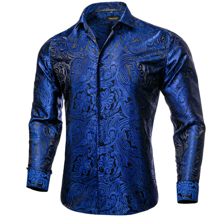 HenanChoice Mens Jacquard Paisley Shirt Long Sleeve Luxury by zapcart