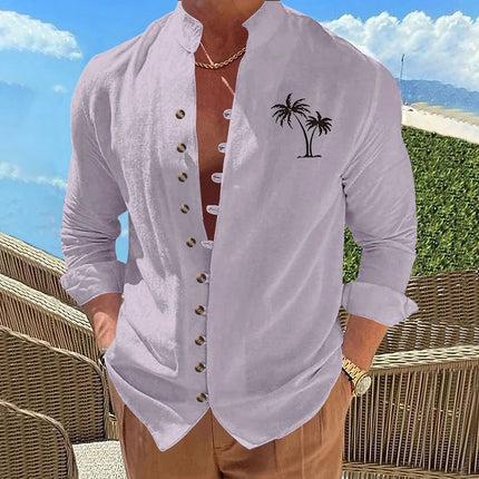 Men Casual Long Sleeve Solid Color Shirt CN Zhejiang by zapcart