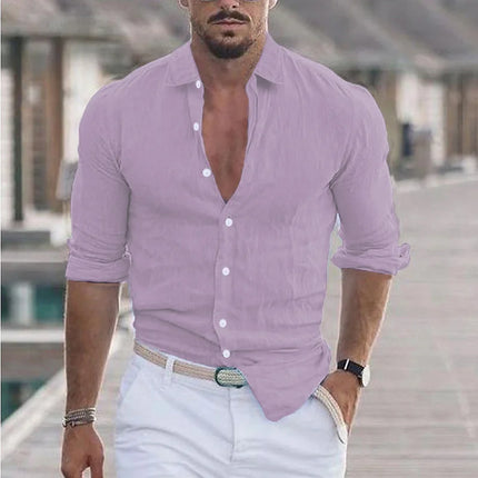 CN Jiangxi Mens Cotton Linen Shirt Loose Fit Breathable by zapcart