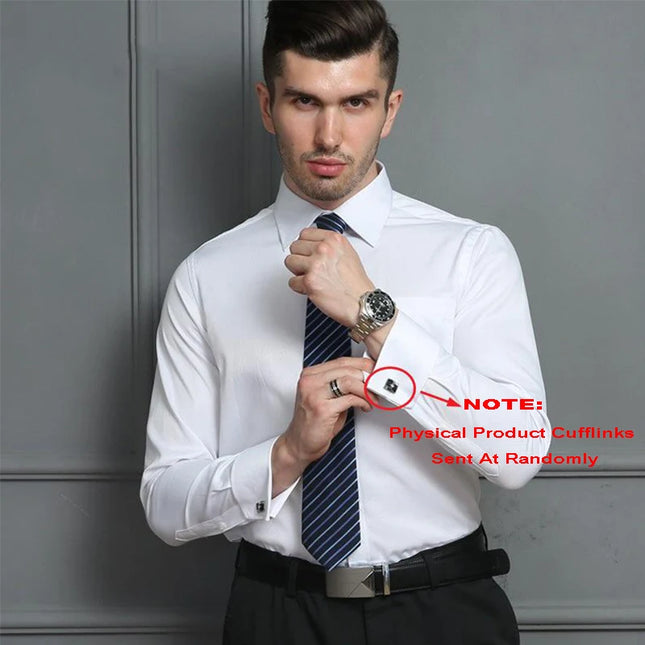 Yuaioiue Men French Cuff Dress Shirt Classic White Office by zapcart