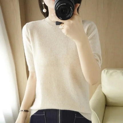 Women Lightweight Knit Sweater O Neck Slim Fit Everyday Top by zapcart