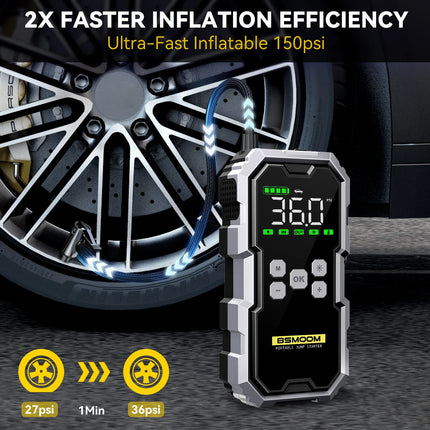 BSMOOM Car Jump Starter With Air Compressor 6000A LCD Screen by zapcart