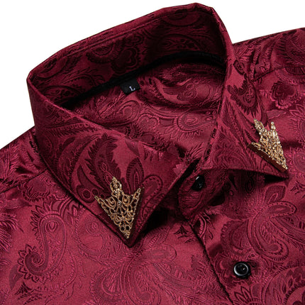HenanChoice Mens Jacquard Paisley Shirt Long Sleeve Luxury by zapcart