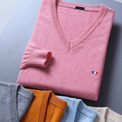 CN Guangdong Cashmere V Neck Men Sweater Cozy Long Sleeve by zapcart