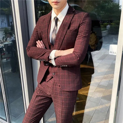 Mens Slim Fit Three Piece Suit CN Sichuan Wedding Ready by zapcart