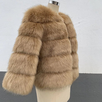 FANPUGUIZHEN Pink Faux Fur Coat For Women Warm And Elegant by zapcart