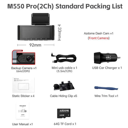 AZDOME M550 Pro Dash Cam 4K Front GPS Night Vision for Cars by zapcart