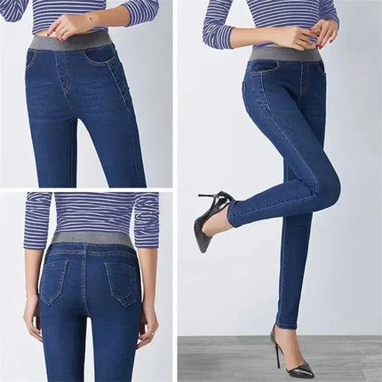 Winter Plus Velvet Stretch Jeans For Women Warm High Waist by zapcart