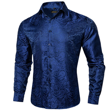 HenanChoice Mens Jacquard Paisley Shirt Long Sleeve Luxury by zapcart