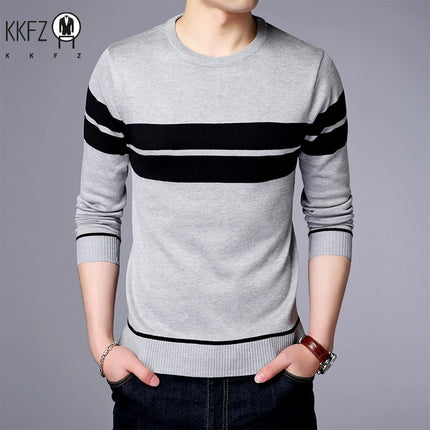 Men's Striped Knit Sweater ZhejiangChoice Casual Breathable by zapcart