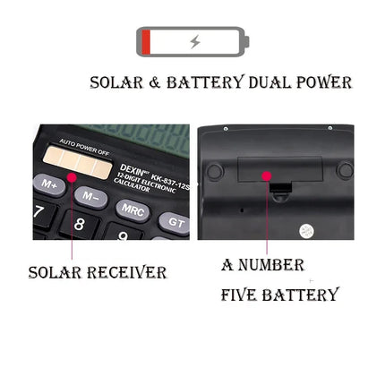 Firsting 12 Digit Calculator Solar Dual Power For Desktop