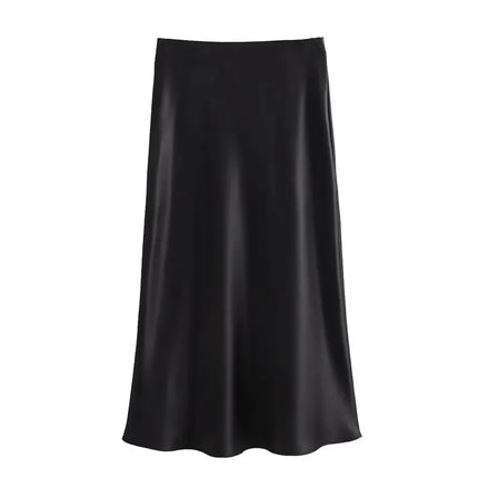 TRAF Satin Skirt 2024 High Waist Midi For Women Office by zapcart