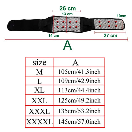 Tcare Tourmaline Self Heating Magnetic Back Belt 4XL Unisex by zapcart