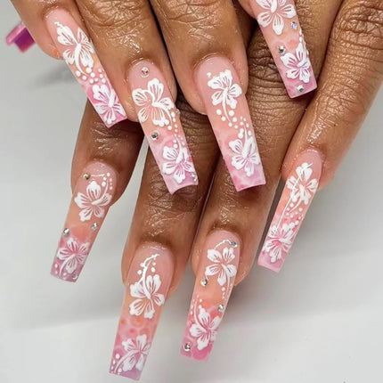 Extra Long Press On Nails Glue Included Bear Bow For Women by zapcart