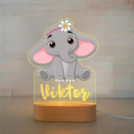 Personalized Kids Animal Night Light Custom Name Lamp by zapcart