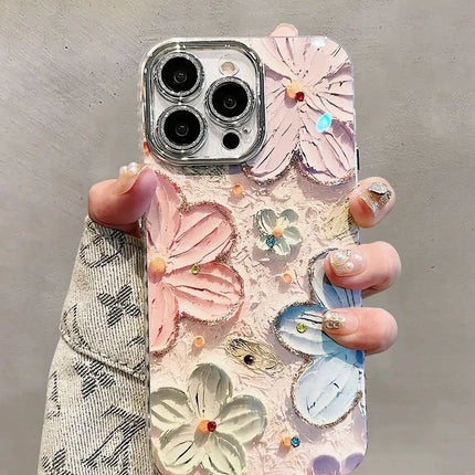 DUWUZ Luxury Glitter Flower IPhone Case 16 Pro Max Fans by zapcart