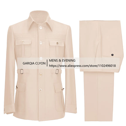 CN Jiangsu Men Suits 2 Piece Slim Fit Blazer Pants Business by zapcart