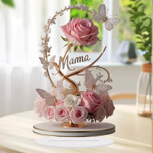 Choice 2D Acrylic Pink Flower Bouquet For Mom Desk Decor by zapcart