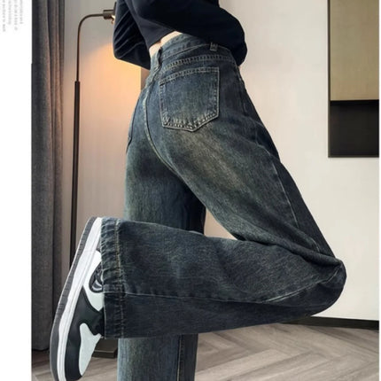 Plus Size High Waist Fleece Lined Straight Jeans For Women by zapcart