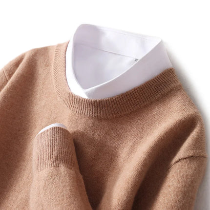 Ganleawort Men Wool Sweater Round Neck Warm Knit Pullover by zapcart