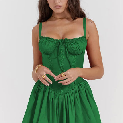 Sexy Lace Floral Corset Short Dress For Women Partywear by zapcart