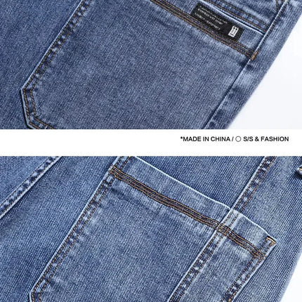 AHUDNUCN Summer Multi Pocket Denim Shorts For Men Straight by zapcart