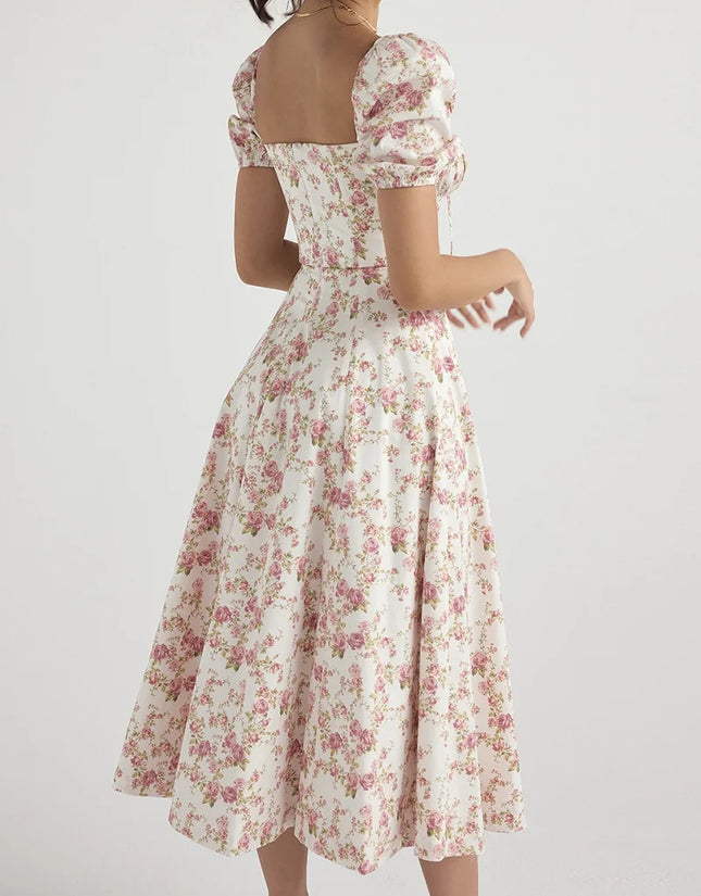 Boho Long Dress For Women Flutter Sleeve Elastic Waist by zapcart