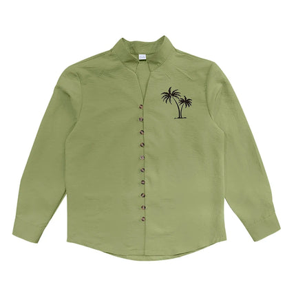 Men Casual Long Sleeve Solid Color Shirt CN Zhejiang by zapcart