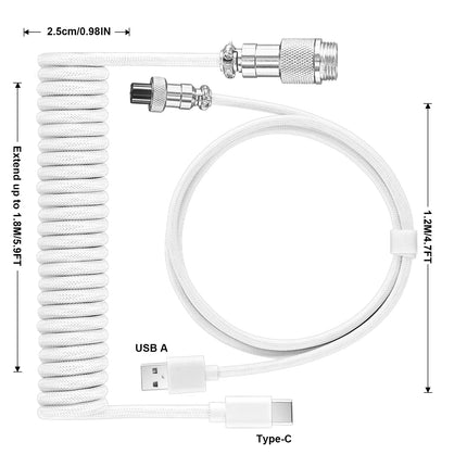 NNBILI Aviator Coiled Keyboard Cable Type C USB for Gamers by zapcart