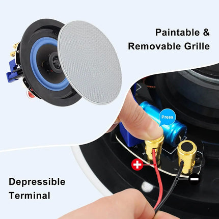 Herdio 4 Inch 320W 2 Way Bluetooth Ceiling Speakers Theater by zapcart