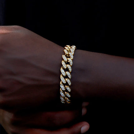 SUBOLLOWCN Iced Prong Cuban Chain Bracelet For Men Women by zapcart