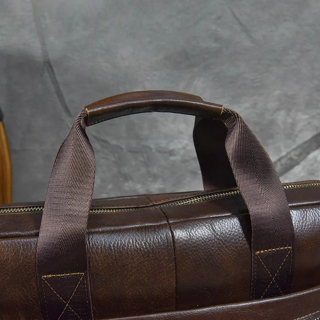 Newsbirds Genuine Leather Briefcase 15.6 Inch Laptop Men by zapcart