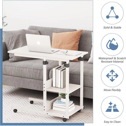 C Shaped Side Table With Wheels Height Adjustable Laptop by zapcart