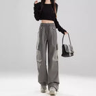 Women Quick Dry Work Pants Patchwork Ice Silk Wide Leg by zapcart