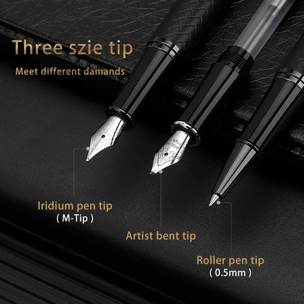 BAOKE T18/T19/T20 Black Grey Fountain Pen Gift Set, Includes Ink Bottle, 6 Cartridges, Exquisite Package, Smooth Writing Pens by zapcart
