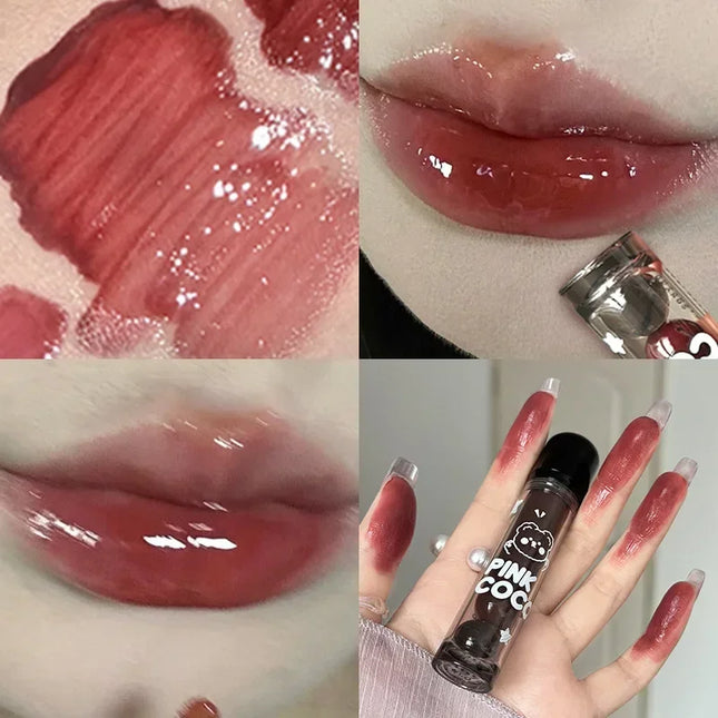 Mirror Glass Lip Tint Punk Dark Red Long Lasting Shine by zapcart