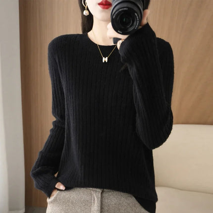 Women Sweaters Autumn Winter O Neck Stripe Warm Pullover by zapcart