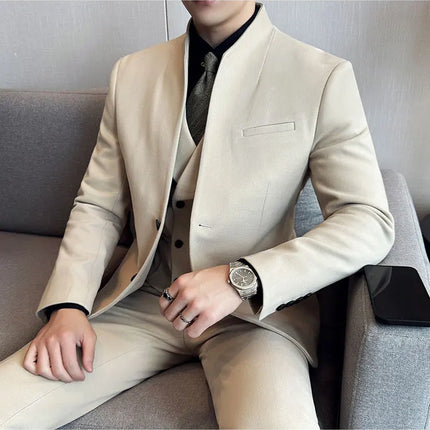 Korean Style Slim Fit Mens Elegant Suit Set By QUHNBGYCN by zapcart