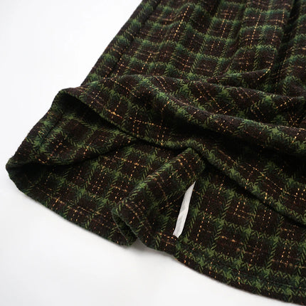 Qarkash Vintage Plaid Midi Skirt For Women High Waist Baggy by zapcart
