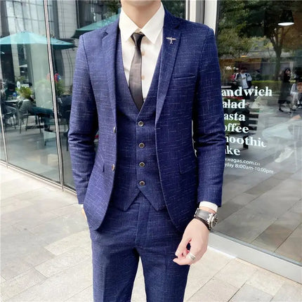Mens Slim Fit Three Piece Suit CN Sichuan Wedding Ready by zapcart